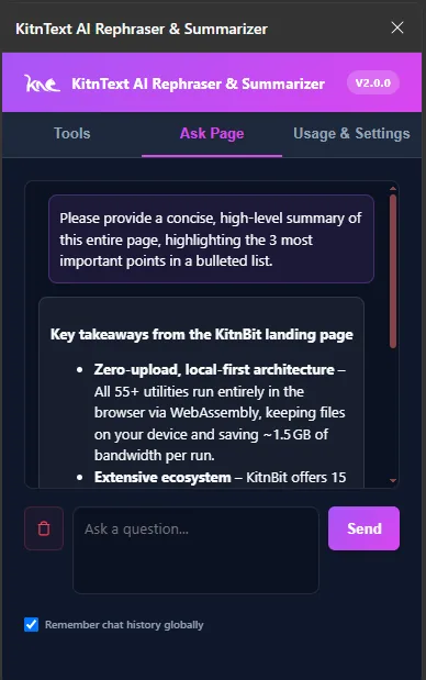 KitnText AI Rephraser & Summarizer